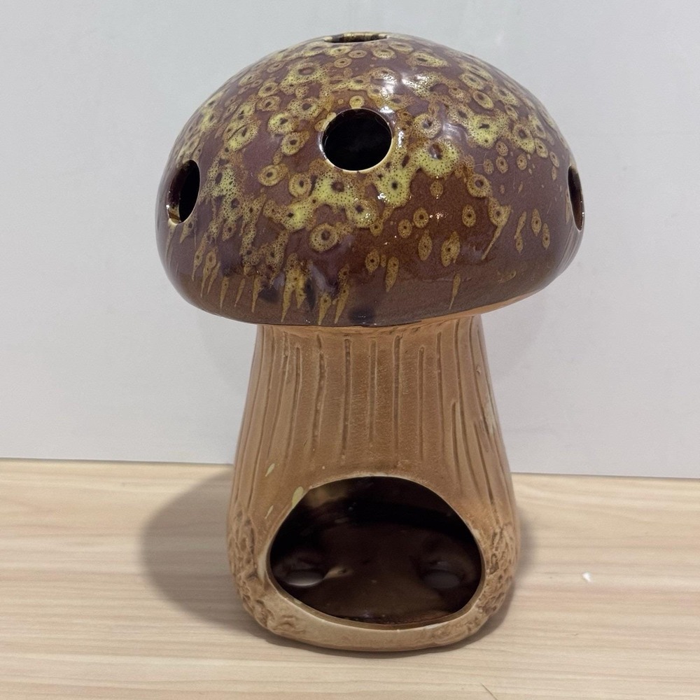 VINTAGE Mushroom Tea Light Candle Holder Terracotta Rustic Cottagecore Ceramic